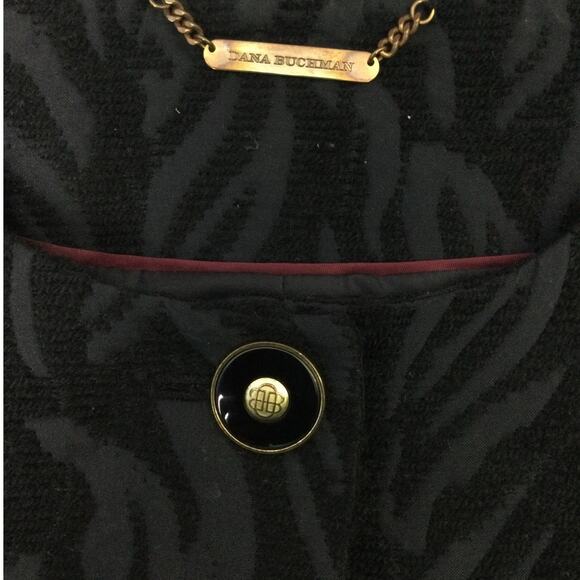 Dana Buchman Embroidered Zebra-like Print Mob Wife Black Lightweight 3/4 Coat M - Picture 10 of 13